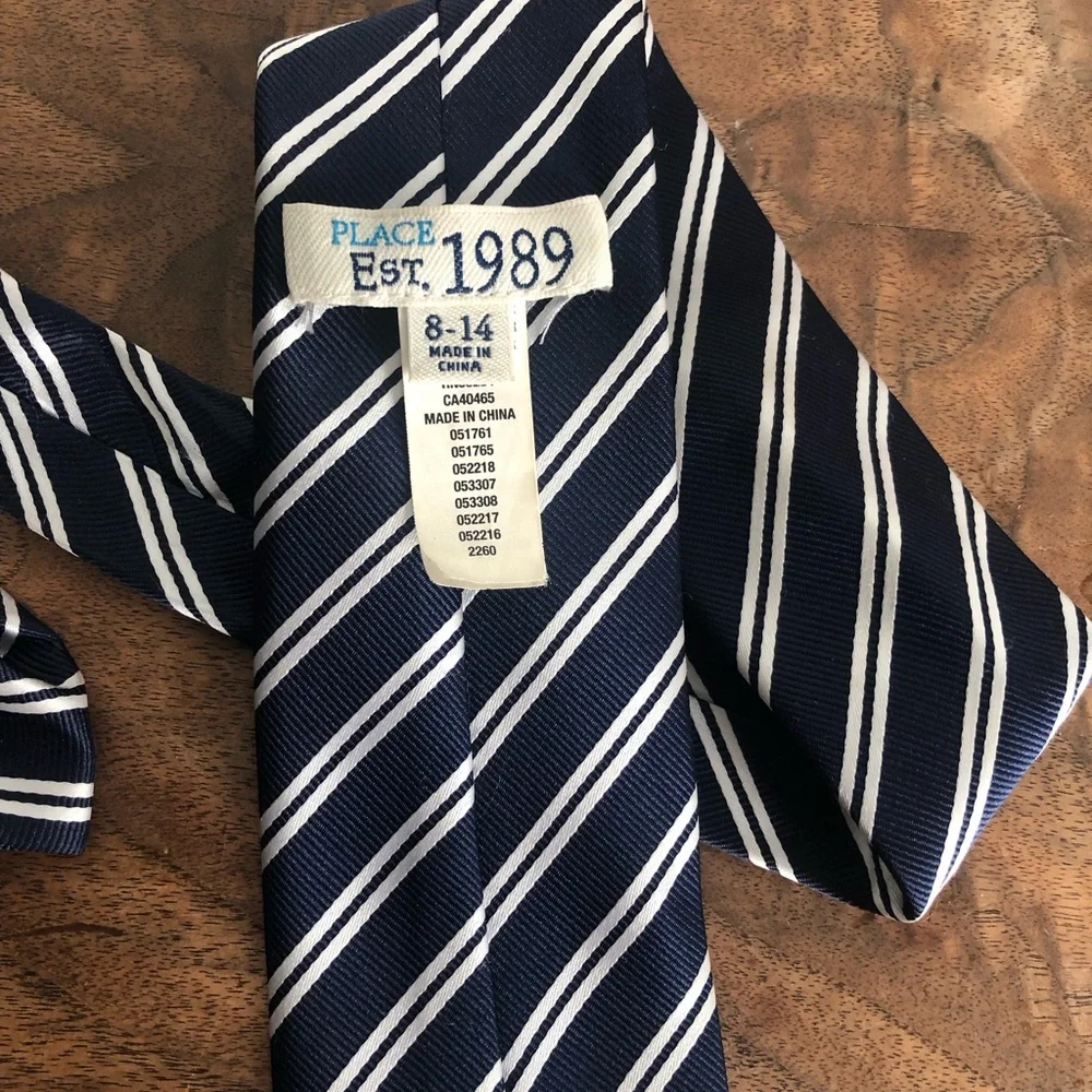 The Children's Place Navy and White Striped kids neck tow blue and white striped